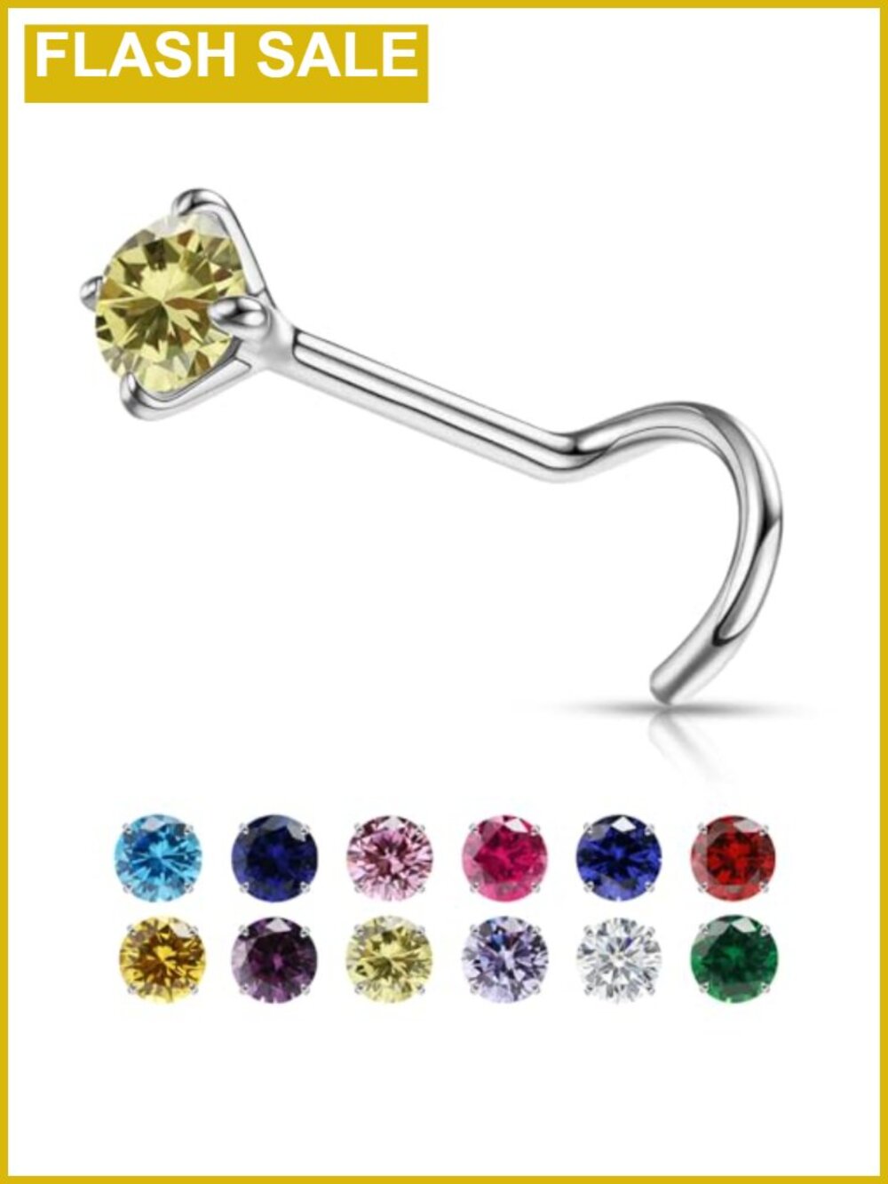 Hypoallergenic Stainless Steel Nose Stud 20G Round CZ Piercing Jewelry